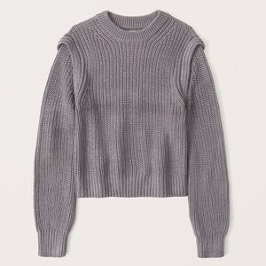 Abercrombie Purple Gray Shoulder Detail Chunky Knit Crewneck Sweater size Large
